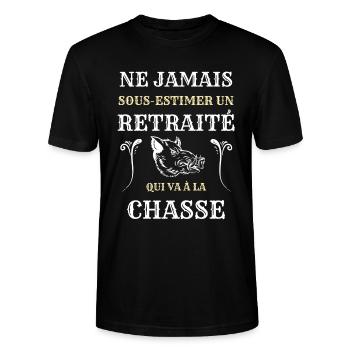 retraite chasse homme humour chasseur cadeau papy - T-shirt bio CRAFTER Stanley Stella Unisexe - noir - Devant - Alina (178cm) & Michal (187cm)