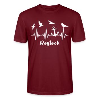 Rostock Souvenir Rostocker - Stanley/Stella Unisex Bio-T-Shirt CRAFTER - Burgunderrot - Vorne - Alina (178cm) & Michal (187cm)