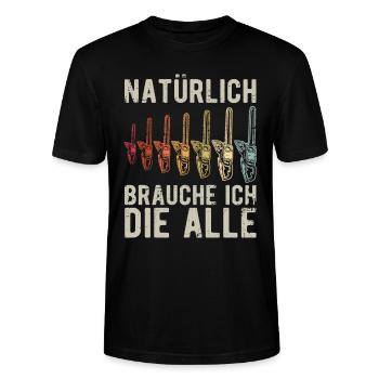 Natürlich brauche ich die alle Kettensäge Motorsäg - Stanley/Stella Unisex Bio-T-Shirt CRAFTER - Schwarz - Vorne - Alina (178cm) & Michal (187cm)