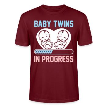Twins Loading Newborn Boy And Girl Smiling Faces - - Stanley/Stella CRAFTER Unisex Organic T-Shirt - burgundy - Front - Alina (178cm) & Michal (187cm)