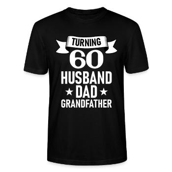 60 års fødselsdag - tresindstyvende 60 år gammel - Stanley Stella CRAFTER unisex økologisk-T-shirt - sort - Foran - Alina (178cm) & Michal (187cm)