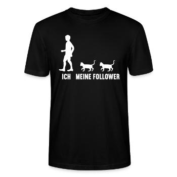 Ich und meine Follower Katze Mieze Kätzchen Katzen - Stanley/Stella Unisex Bio-T-Shirt CRAFTER - Schwarz - Vorne - Alina (178cm) & Michal (187cm)