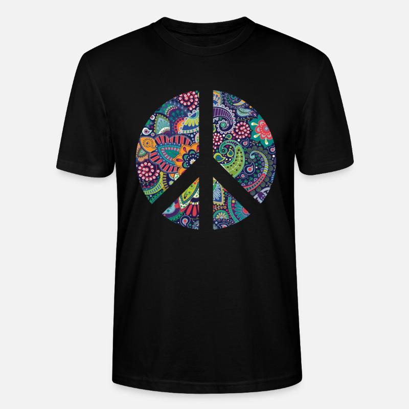 Retro Design Friedenszeichen Peace Zeichen - Stanley/Stella Unisex Bio-T-Shirt CRAFTER - Schwarz