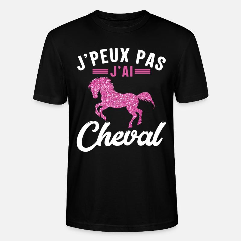 Je Peux Pas J'ai Cheval - T-shirt bio CRAFTER Stanley Stella Unisexe - noir
