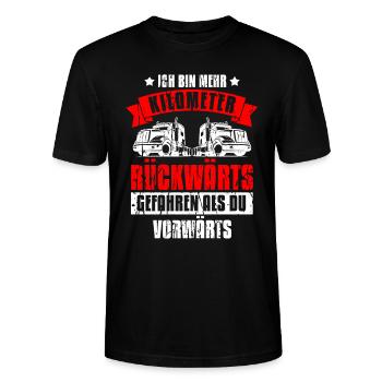 Ich Bin Mehr Kilometer Rückwärts Gefahren Als Du V - Stanley/Stella Unisex Bio-T-Shirt CRAFTER - Schwarz - Vorne - Alina (178cm) & Michal (187cm)