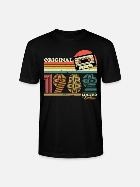 1982 Vintage Birthday Retro Vintage Gift - Stanley/Stella CRAFTER Unisex Organic T-Shirt - black
