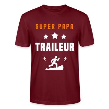 super papa traileur père papa trail - T-shirt bio CRAFTER Stanley Stella Unisexe - bordeaux - Devant - Alina (178cm) & Michal (187cm)