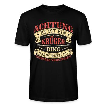 Achtung Es Ist Ein Krüger Ding - Stanley/Stella Unisex Bio-T-Shirt CRAFTER - Schwarz - Vorne - Alina (178cm) & Michal (187cm)