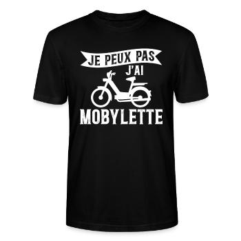 Je Peux Pas J'ai Mobylette - Mobilette Moto Cadeau - T-shirt bio CRAFTER Stanley Stella Unisexe - noir - Devant - Alina (178cm) & Michal (187cm)
