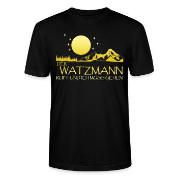 Der Watzmann ruft Watzmannmassiv - Stanley/Stella Unisex Bio-T-Shirt CRAFTER - Schwarz - Vorne - Alina (178cm) & Michal (187cm)