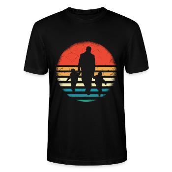 Zweifacher Papa Hoch 2 Kinder Vatertag Geschenk - Stanley/Stella Unisex Bio-T-Shirt CRAFTER - Schwarz - Vorne - Alina (178cm) & Michal (187cm)