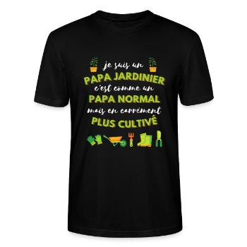 Cadeau papa jardinier plus cultivé fête des pères - T-shirt bio CRAFTER Stanley Stella Unisexe - noir - Devant - Alina (178cm) & Michal (187cm)