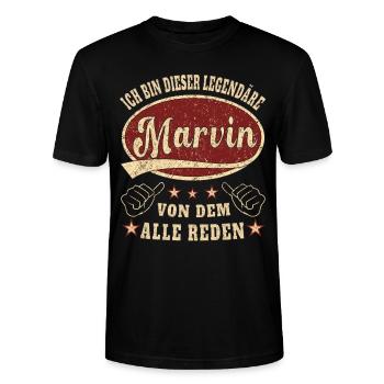 Marvin ich bin dieser legendäre Marvin Retro - Stanley/Stella Unisex Bio-T-Shirt CRAFTER - Schwarz - Vorne - Alina (178cm) & Michal (187cm)