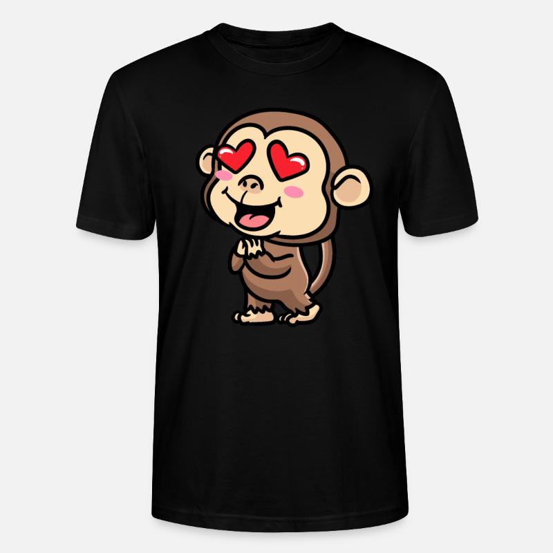 Monkey Emoticon Emotion Monkey Lover - Stanley/Stella CRAFTER Unisex Organic T-Shirt - black