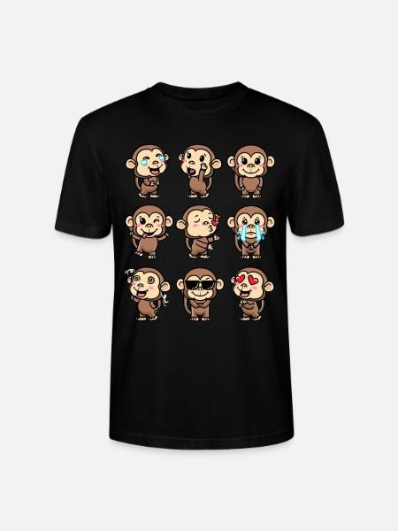 Monkey Emoticon Emotion Monkey Lover - Stanley/Stella CRAFTER Unisex Organic T-Shirt - black