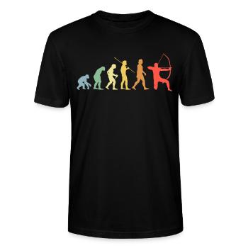 Bogen Evolution Retro Bogenschießen Bogenschütze - Stanley/Stella Unisex Bio-T-Shirt CRAFTER - Schwarz - Vorne - Alina (178cm) & Michal (187cm)