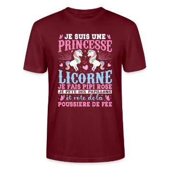 Je Suis Une Princesse Licorne - T-shirt bio CRAFTER Stanley Stella Unisexe - bordeaux - Devant - Alina (178cm) & Michal (187cm)