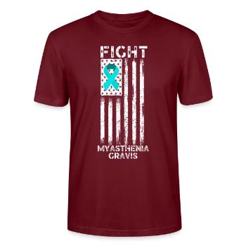 Myasthenia gravis awareness american flag - Stanley/Stella CRAFTER Unisex Organic T-Shirt - burgundy - Front - Alina (178cm) & Michal (187cm)