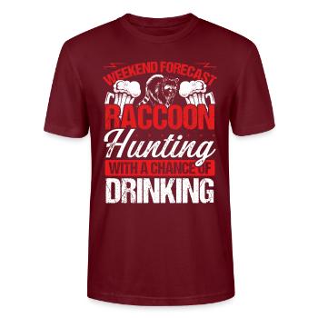 Raccoon Slayer Drinking Team Raccoon Removal - Stanley/Stella CRAFTER Unisex Organic T-Shirt - burgundy - Front - Alina (178cm) & Michal (187cm)