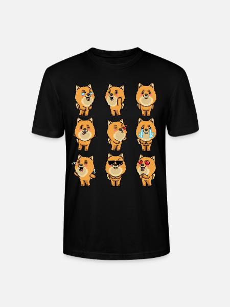 Zwergspitz Dog Pomeranian Emoticon - Stanley/Stella CRAFTER Unisex Organic T-Shirt - black