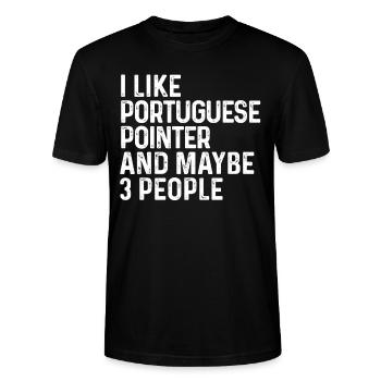 J’aime le pointeur portugais et peut-être le chien de 3 personnes - T-shirt bio CRAFTER Stanley Stella Unisexe - noir - Devant - Alina (178cm) & Michal (187cm)