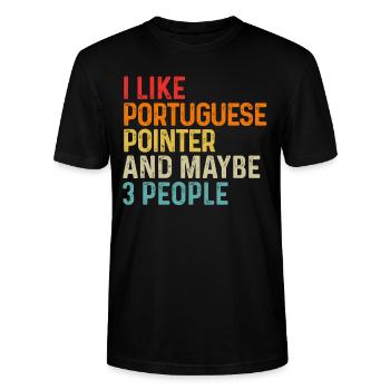 J’aime le pointeur portugais et peut-être le chien de 3 personnes - T-shirt bio CRAFTER Stanley Stella Unisexe - noir - Devant - Alina (178cm) & Michal (187cm)