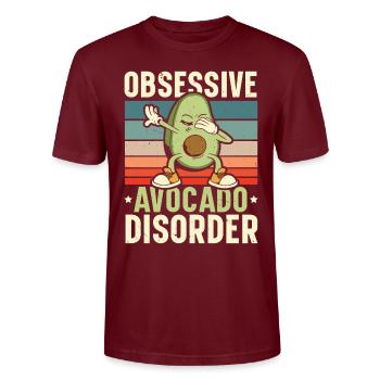 Compulsive Avocado Disease Guac Guacamole Keto - Stanley/Stella CRAFTER Unisex Organic T-Shirt - burgundy - Front - Alina (178cm) & Michal (187cm)