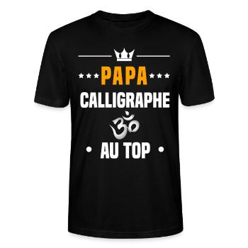 papa calligraphe au top cadeau papa calligraphie - T-shirt bio CRAFTER Stanley Stella Unisexe - noir - Devant - Alina (178cm) & Michal (187cm)