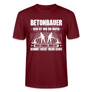Betonbauer Stahlbetonbauer Concrete Worker - Stanley/Stella Unisex Bio-T-Shirt CRAFTER - Burgunderrot - Vorne - Alina (178cm) & Michal (187cm)
