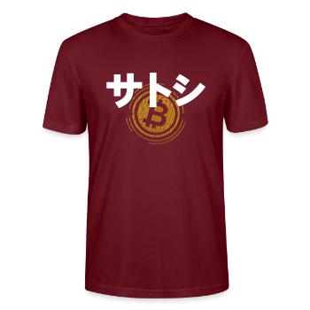 サトシ Bitcoin Crypto Currency - Stanley/Stella CRAFTER Unisex Organic T-Shirt - burgundy - Front - Alina (178cm) & Michal (187cm)