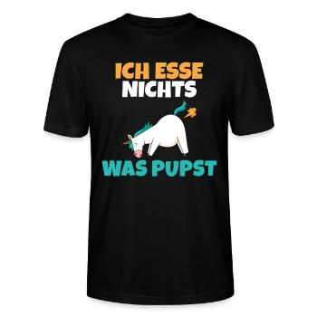 Ich esse nichts was pupst Veganer und Vegetarier - Stanley/Stella Unisex Bio-T-Shirt CRAFTER - Schwarz - Vorne - Alina (178cm) & Michal (187cm)