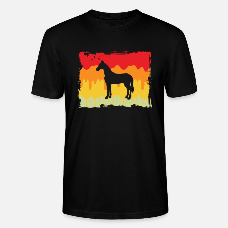 Pferd Retro - Stanley/Stella Unisex Bio-T-Shirt CRAFTER - Schwarz