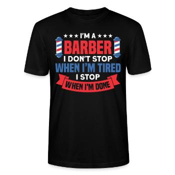 Barber Hairstylist Salon Hairdresser - Stanley/Stella CRAFTER Unisex Organic T-Shirt - black - Front - Alina (178cm) & Michal (187cm)