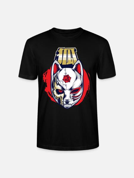 Cyborg Kitsune Mask Fox Mask Cyber Punk Cyber - Stanley/Stella CRAFTER Unisex Organic T-Shirt - black