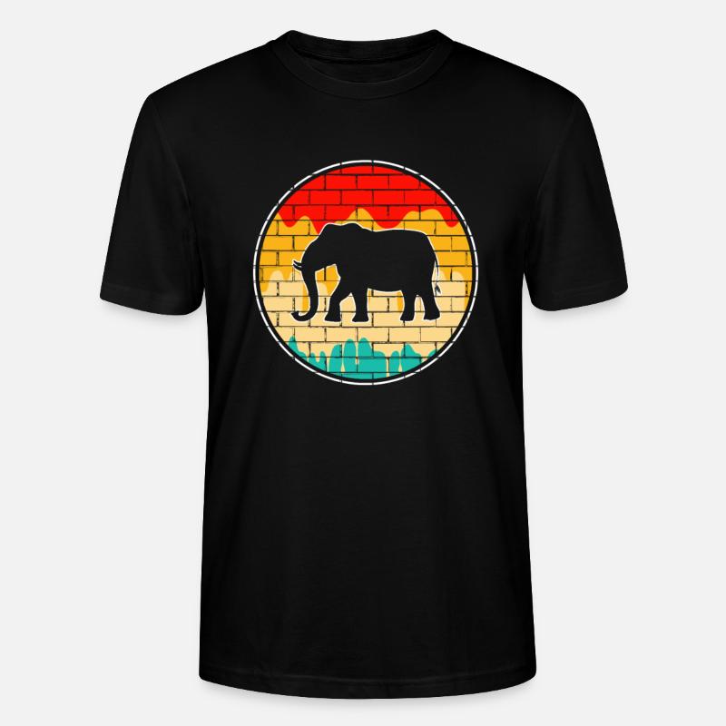 Elefant Retro - Stanley/Stella Unisex Bio-T-Shirt CRAFTER - Schwarz