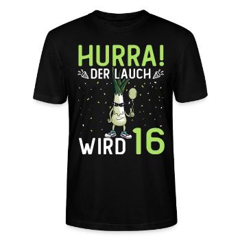 Hurra der Lauch wird 16 - Stanley/Stella Unisex Bio-T-Shirt CRAFTER - Schwarz - Vorne - Alina (178cm) & Michal (187cm)
