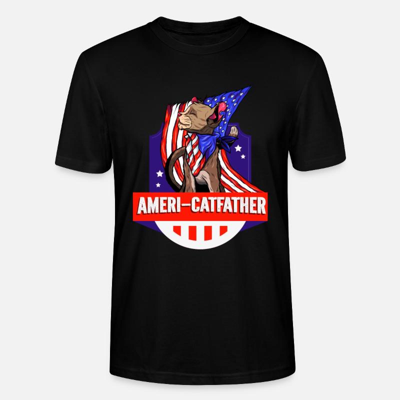 Ameri-catfather July 4 Independence Day - Stanley/Stella CRAFTER Unisex Organic T-Shirt - black