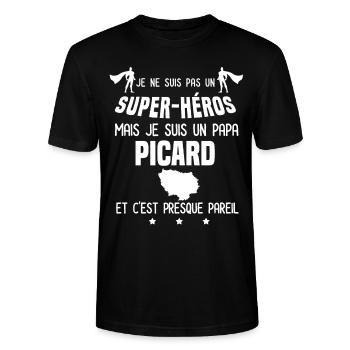 papa picard homme région super héros papa picardie - T-shirt bio CRAFTER Stanley Stella Unisexe - noir - Devant - Alina (178cm) & Michal (187cm)