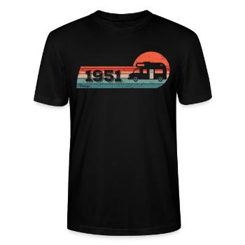 Motorhome Driver Camping born in 1951 Birthday - Stanley/Stella CRAFTER Unisex Organic T-Shirt - black - Front - Alina (178cm) & Michal (187cm)