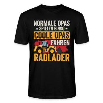 Radladerfahrer coole Opas fahren Radlader - Stanley/Stella Unisex Bio-T-Shirt CRAFTER - Schwarz - Vorne - Alina (178cm) & Michal (187cm)