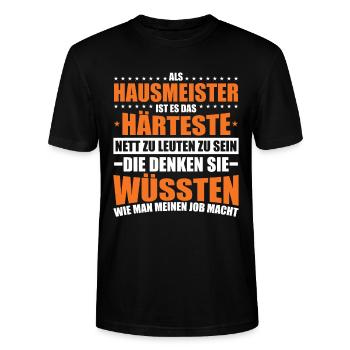 Hausmeister Facility Manager Hauswart Geschenkidee - Stanley/Stella Unisex Bio-T-Shirt CRAFTER - Schwarz - Vorne - Alina (178cm) & Michal (187cm)