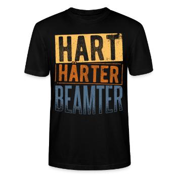 Hart Härter Beamter - Beamten Geschenk - Stanley/Stella Unisex Bio-T-Shirt CRAFTER - Schwarz - Vorne - Alina (178cm) & Michal (187cm)