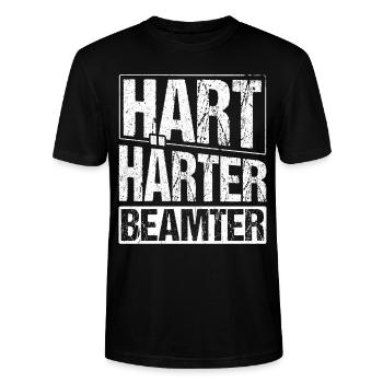Hart Härter Beamter - Beamten Geschenk - Stanley/Stella Unisex Bio-T-Shirt CRAFTER - Schwarz - Vorne - Alina (178cm) & Michal (187cm)