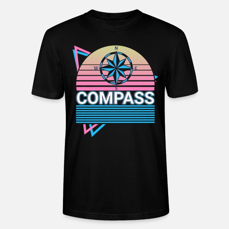 Compass Retro Gift - Stanley/Stella CRAFTER Unisex Organic T-Shirt - black