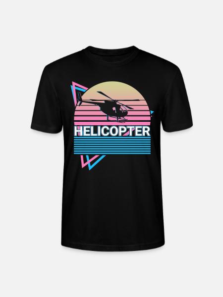 Helicopter Pilot Aviation Retro Gift - Stanley/Stella CRAFTER Unisex Organic T-Shirt - black
