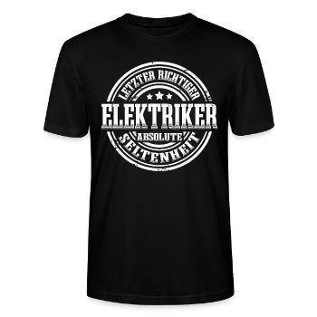 Elektriker Absolute Seltenheit - Stanley/Stella Unisex Bio-T-Shirt CRAFTER - Schwarz - Vorne - Alina (178cm) & Michal (187cm)