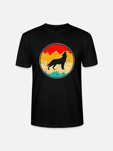 Wolf Retro - Stanley/Stella CRAFTER Unisex Organic T-Shirt - black