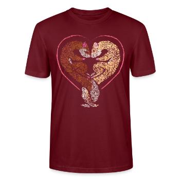 Ferret Otter Fish Offer Animal Lovers - Stanley/Stella CRAFTER Unisex Organic T-Shirt - burgundy - Front - Alina (178cm) & Michal (187cm)