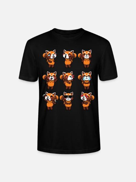 Panda roux Petit panda émoticône - T-shirt bio CRAFTER Stanley Stella Unisexe - noir