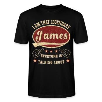 James je suis ce légendaire James - T-shirt bio CRAFTER Stanley Stella Unisexe - noir - Devant - Alina (178cm) & Michal (187cm)